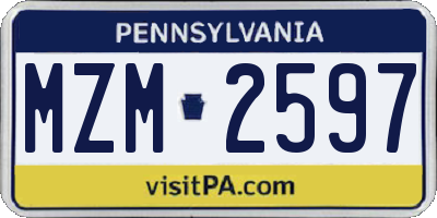 PA license plate MZM2597