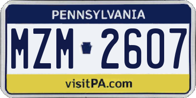 PA license plate MZM2607