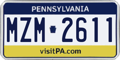PA license plate MZM2611