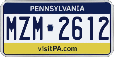 PA license plate MZM2612