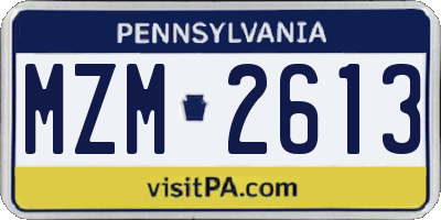 PA license plate MZM2613