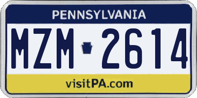 PA license plate MZM2614