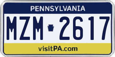 PA license plate MZM2617