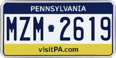 PA license plate MZM2619