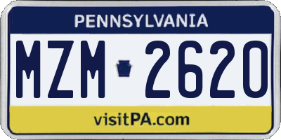 PA license plate MZM2620
