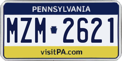 PA license plate MZM2621
