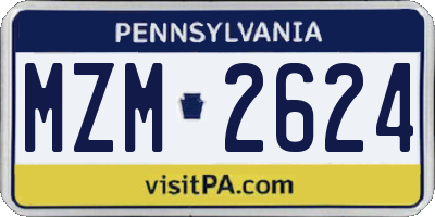 PA license plate MZM2624
