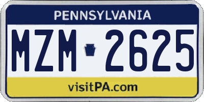 PA license plate MZM2625