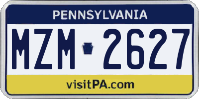 PA license plate MZM2627