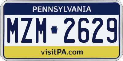 PA license plate MZM2629