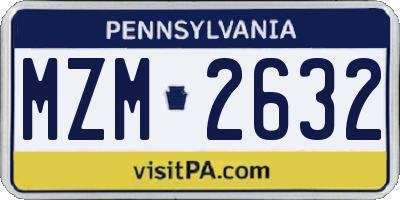 PA license plate MZM2632