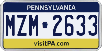 PA license plate MZM2633