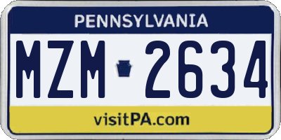 PA license plate MZM2634