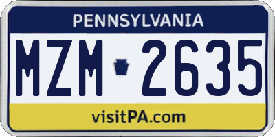 PA license plate MZM2635