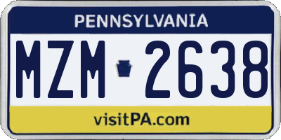 PA license plate MZM2638