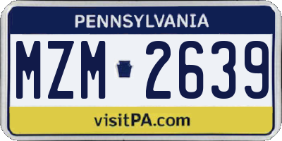 PA license plate MZM2639