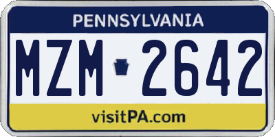 PA license plate MZM2642