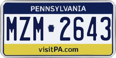 PA license plate MZM2643