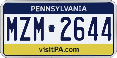 PA license plate MZM2644