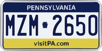 PA license plate MZM2650