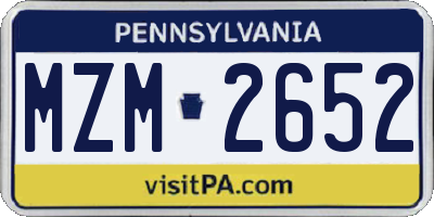PA license plate MZM2652