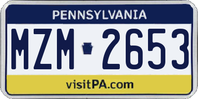 PA license plate MZM2653