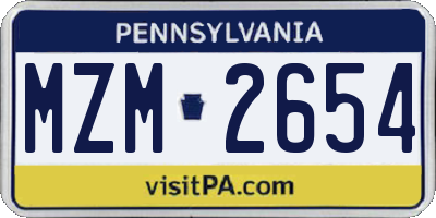 PA license plate MZM2654