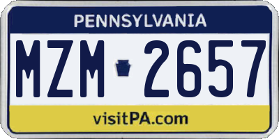PA license plate MZM2657