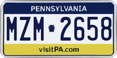 PA license plate MZM2658