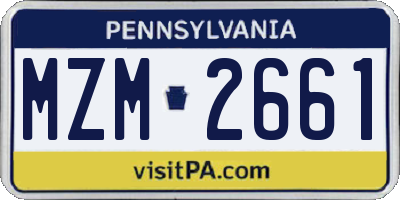 PA license plate MZM2661