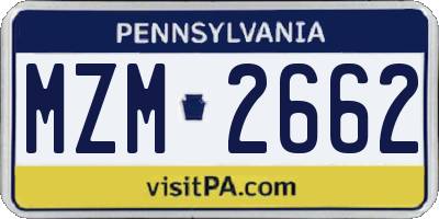 PA license plate MZM2662