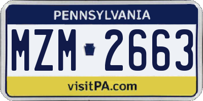 PA license plate MZM2663