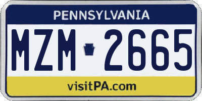 PA license plate MZM2665