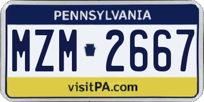 PA license plate MZM2667