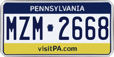 PA license plate MZM2668