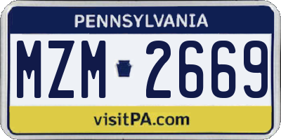 PA license plate MZM2669