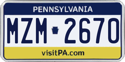 PA license plate MZM2670
