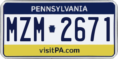 PA license plate MZM2671