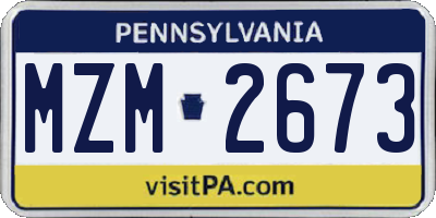 PA license plate MZM2673