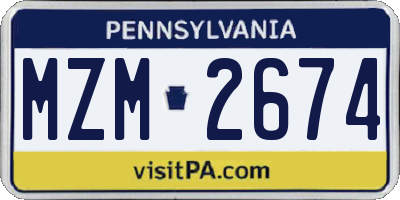 PA license plate MZM2674