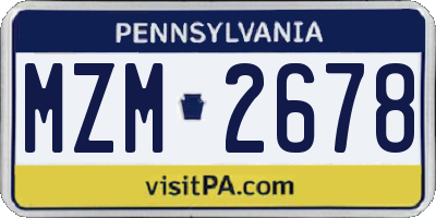 PA license plate MZM2678