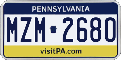 PA license plate MZM2680