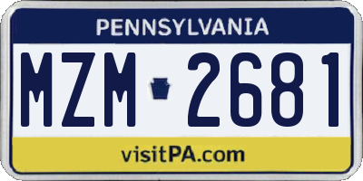 PA license plate MZM2681