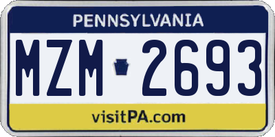 PA license plate MZM2693