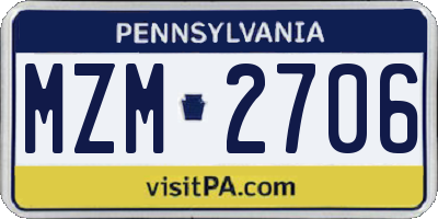 PA license plate MZM2706