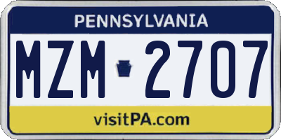 PA license plate MZM2707