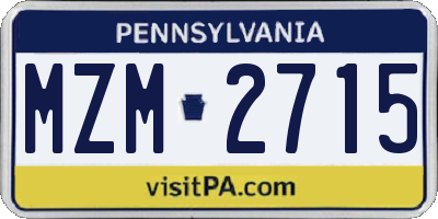 PA license plate MZM2715