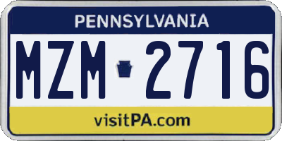 PA license plate MZM2716
