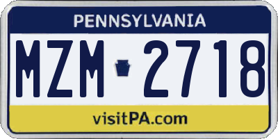 PA license plate MZM2718