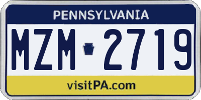 PA license plate MZM2719